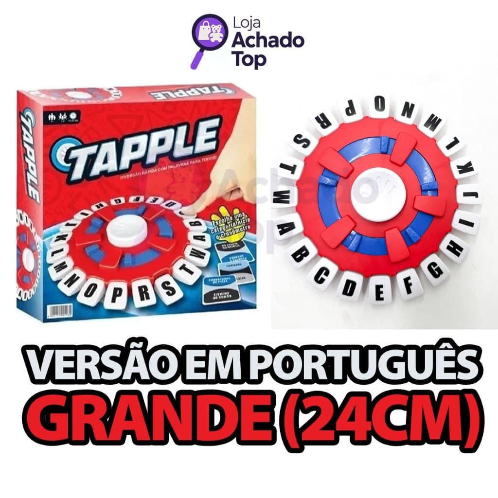 Jogo de Tabuleiro Tapple, Stop que Trava Letras com Temporizador GRANDE 24cm, Versão em Português