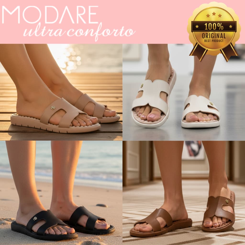 Chinelo Sandália Modare Feminino Conforto Massageador Rasteira Ortopédico Slide 7162330 Original