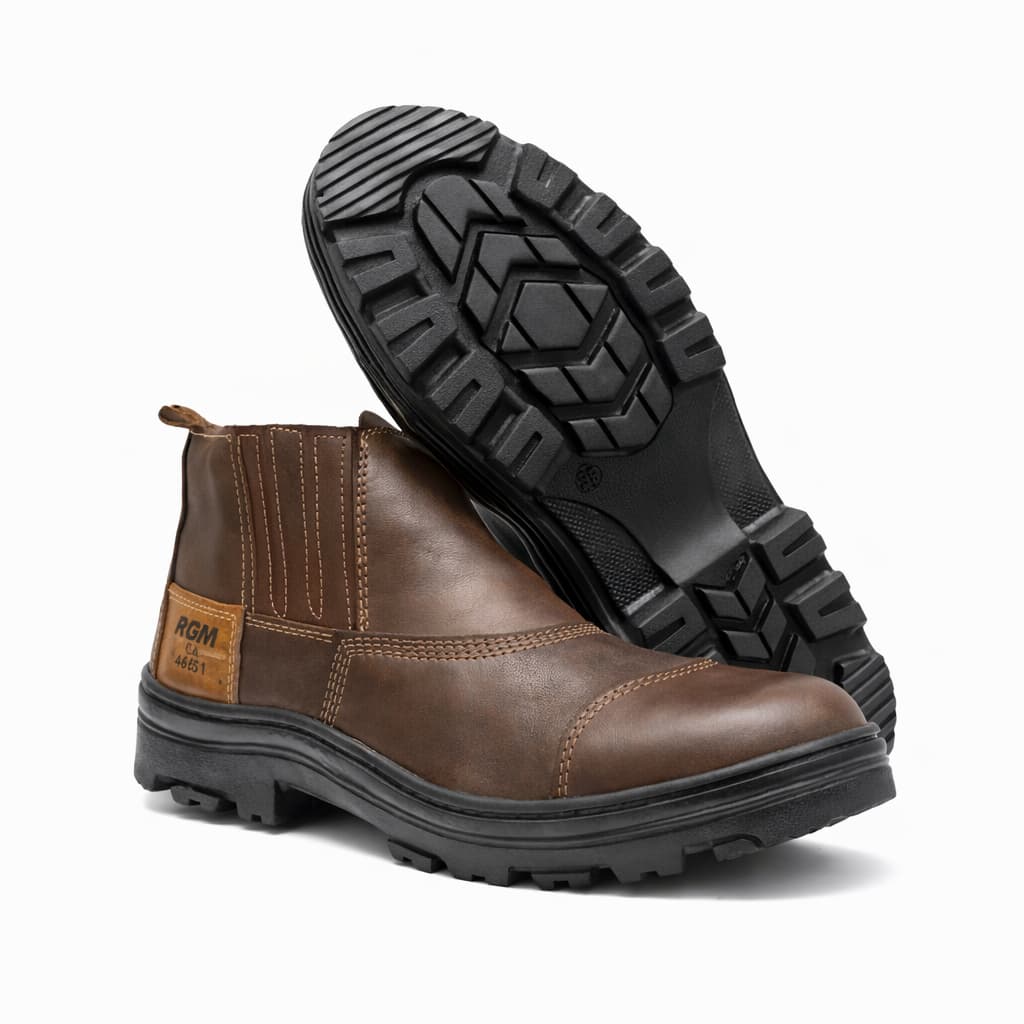 Bota De Segurança Com CA Couro Resistente Solado Antiderrapante Alta Durabilidade Para Trabalho Pesado Envio Rapido