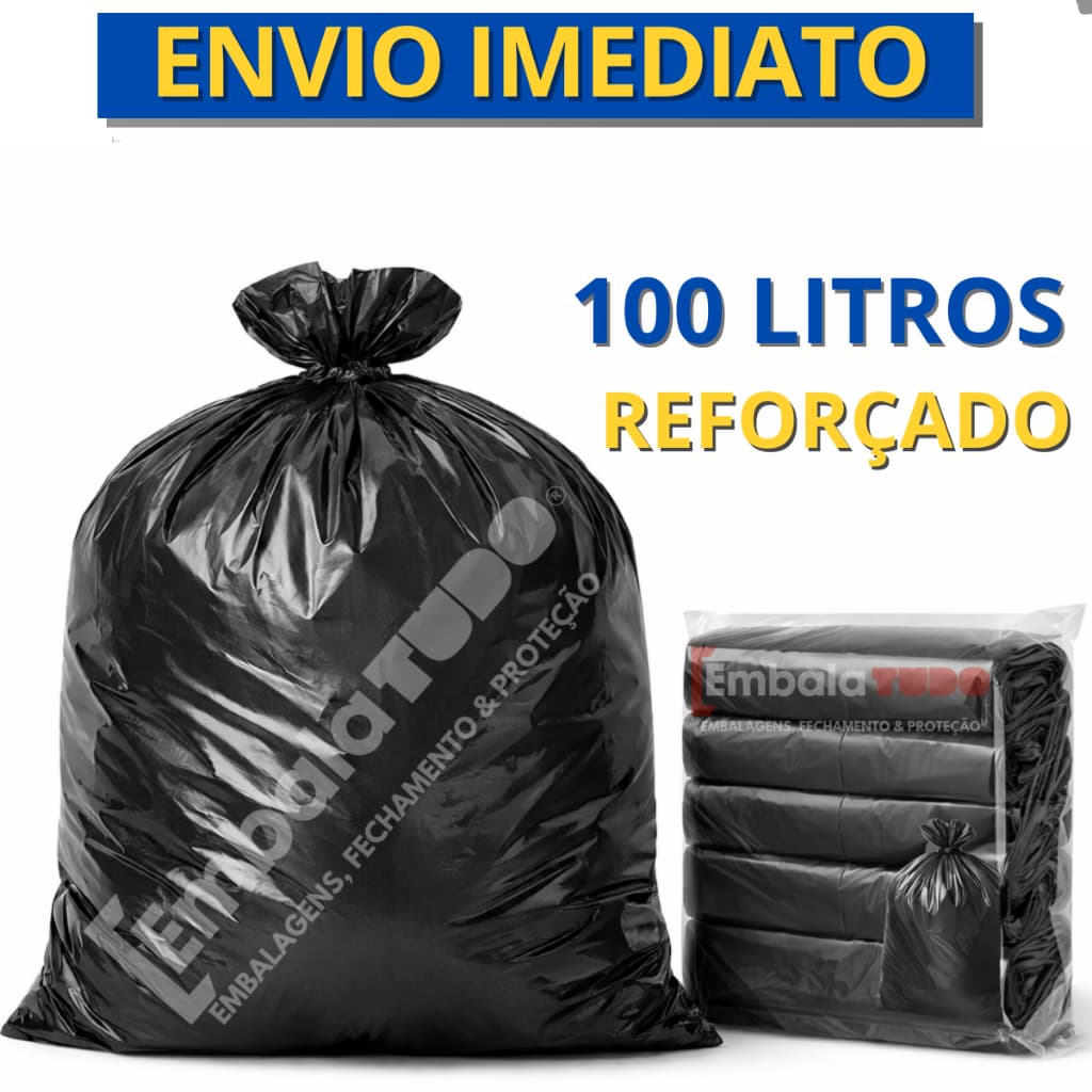 Saco de lixo 100 Litros Com 100 Unidades Reforçado direto da fábrica