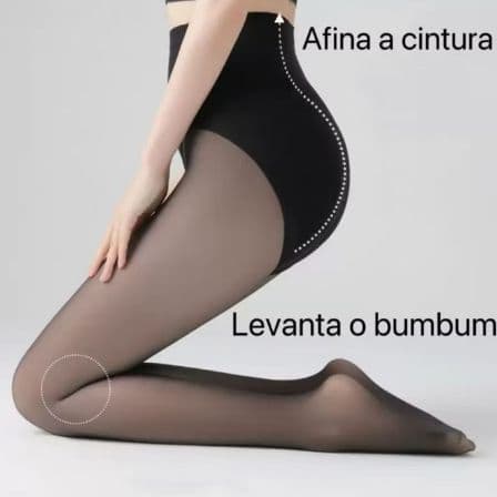 Meia Calça Lipo Térmica Forrada Peluciada Translúcida De Lã Quente Feminina Para Inverno