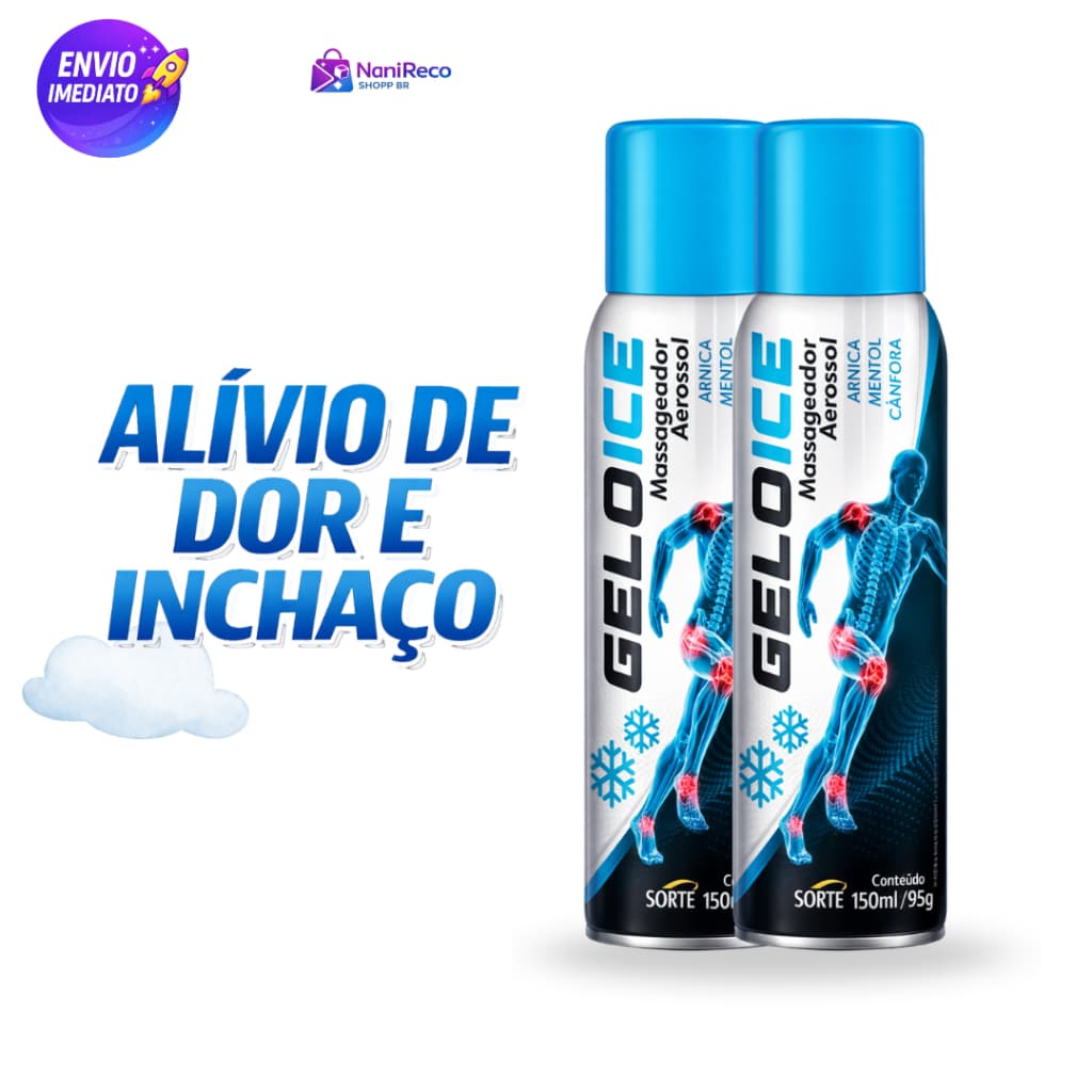 Spray Massageador 150ml Alívio Imediato Dor Inchaço Muscular Atletas Gelol Ice Aerossol