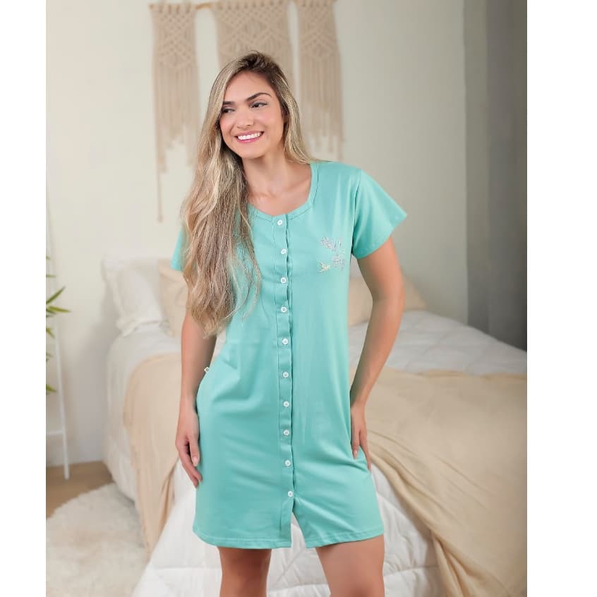 Camisola aberta com botões algodão pos cirurgica pos operatório gestante amamentação