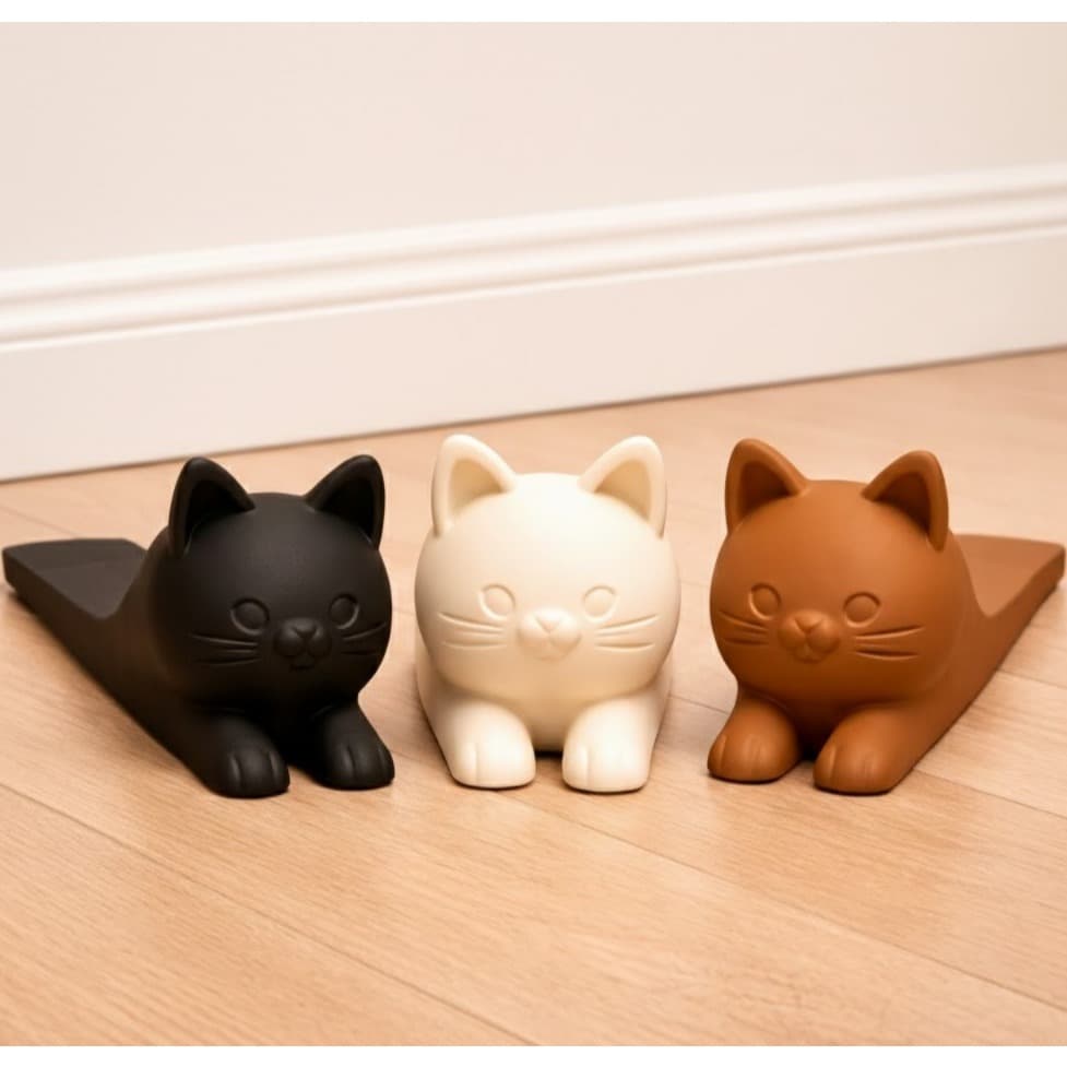 Trava Porta Gato Antiderrapante Decorativo | Batente Aparador Tipo Cunha Calço Resistente