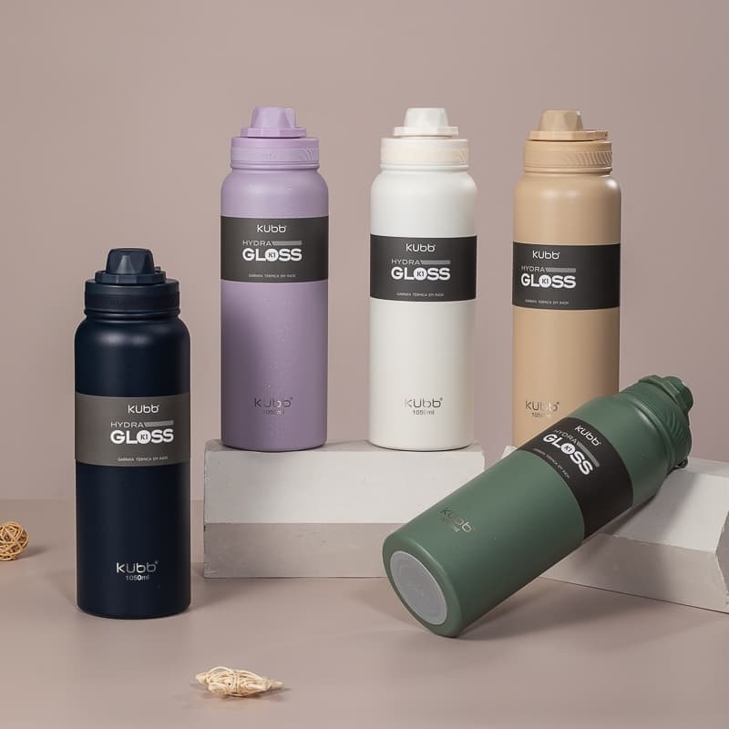 Garrafa Térmica Hydra Inox 420ml 750ml e 1050ml com Alça | Mantém Quente e Frio À Prova de Vazamento