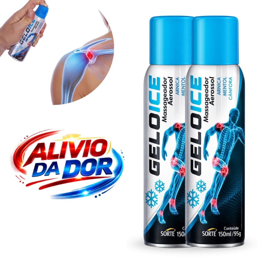 Spray Massageador Geloice 150ml Alivio Dor Muscular Joelho Costas Arnica Mentol Canfora Imediato
