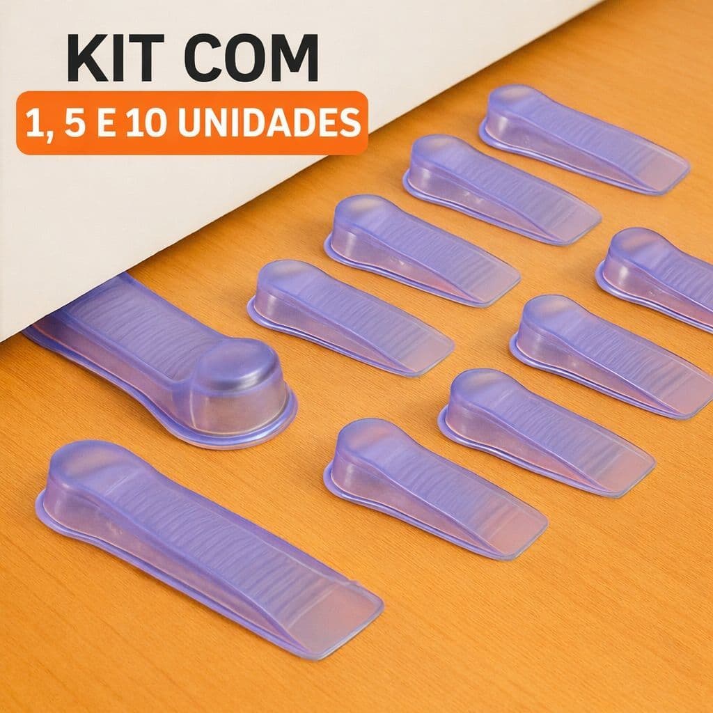 Kit 1 5 10 Aparador Peso Trava Segura Prendedor De Porta Silicone Fixador Cunha Prático Transparente