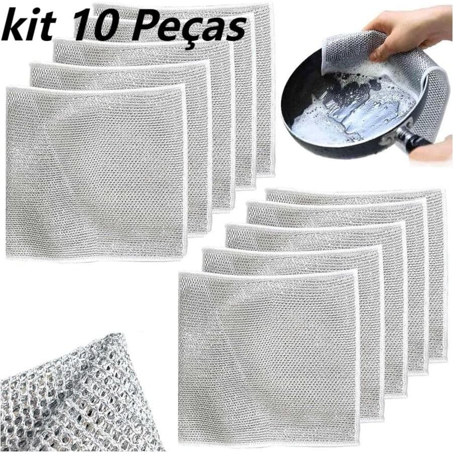 Kit 5/10/15 Panos De Limpeza Aço Premium Arear Panela Fogão Toalha Louça Tira Gordura Reutilizável
