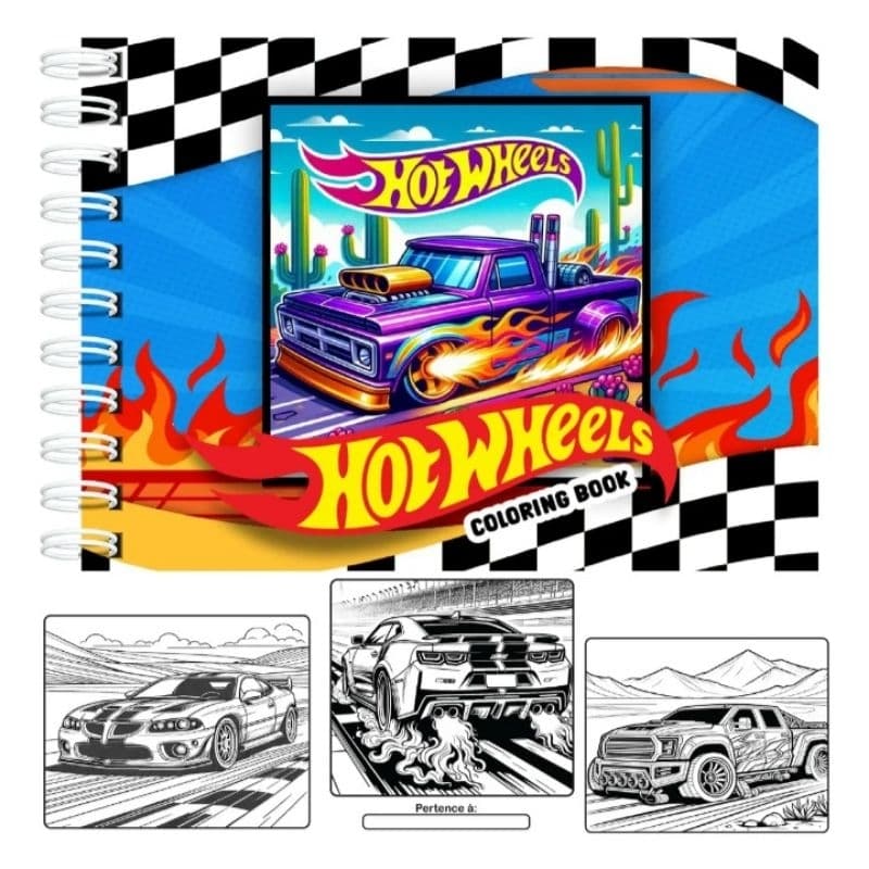Livro de Colorir Hot Wheels - Capa Dura/50 Folhas/ Gramatura 180g/ A5