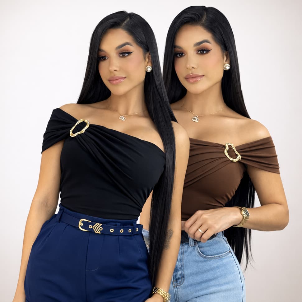 Kit 2 Body Feminino Ombro Só Mula Manca com Fivela Poliamida Suplex Look Elegante Orgânico bori body