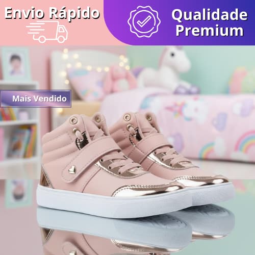 Tênis feminino Coturno Infantil Feminino Botinha Cano Curto Menina Confortável Moda botinha infantil Dias das crianças