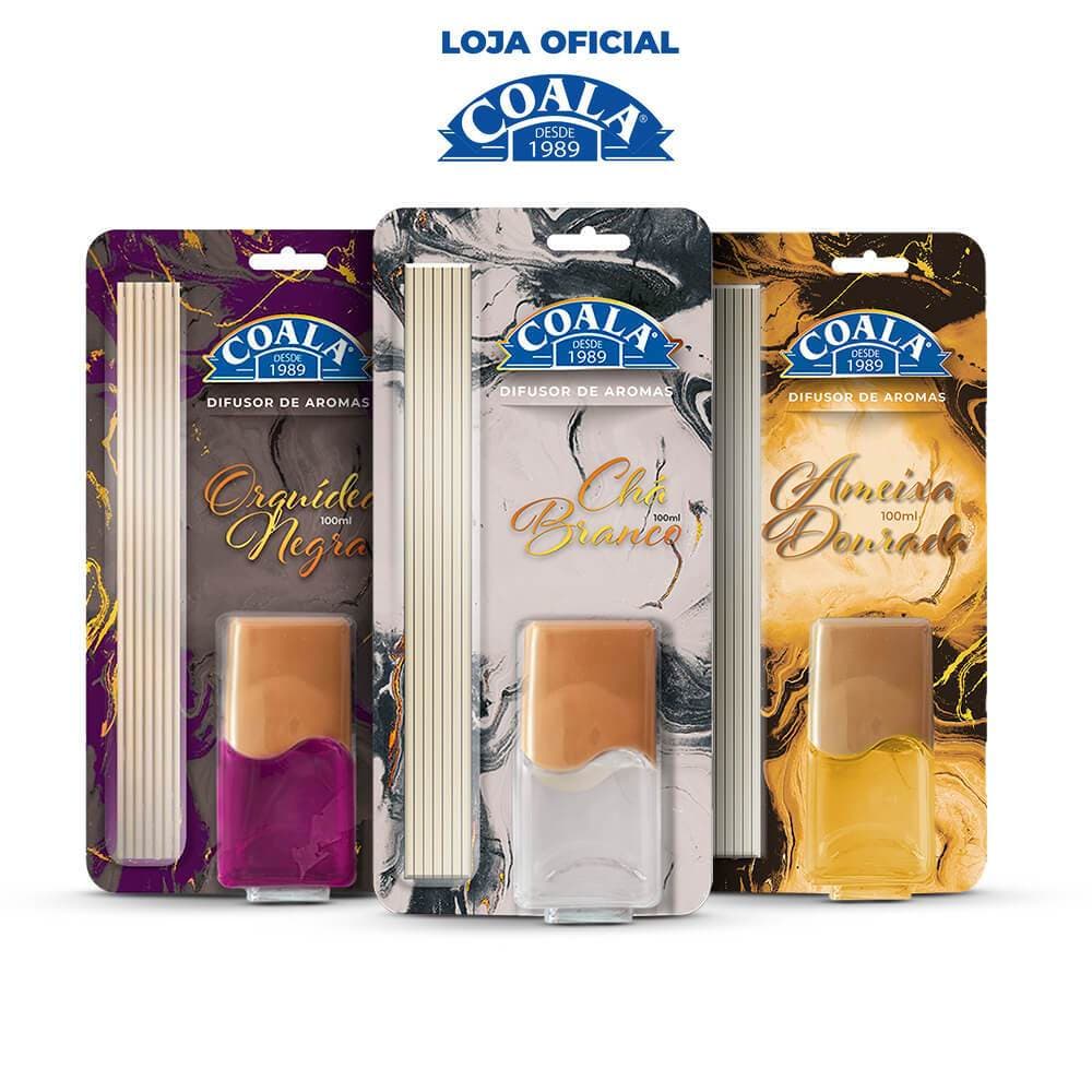 Kit 3 Difusores Coala - Chá Branco + Ameixa Dourada + Orquídea Negra