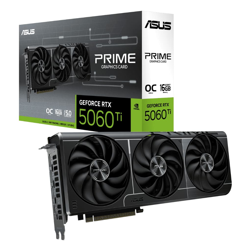 Placa de Vídeo ASUS PRIME-RTX 5060 TI O16G NVIDIA GeForce, 16GB GDDR7, 128 bits, 2602MHz, OpenGL 4.6, Ray Tracing - 90YV