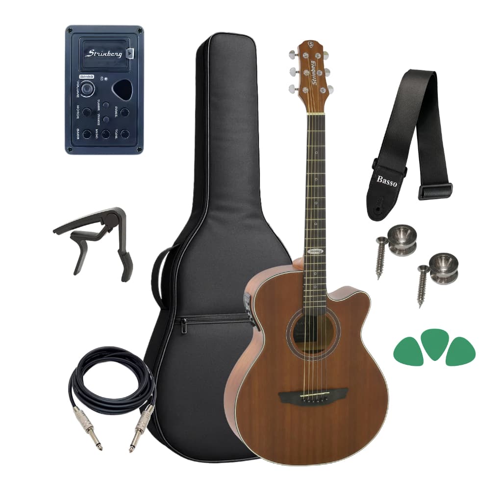 Violao Aco Strinberg Sa200c Mgs Mahogany Kit Capa Completo