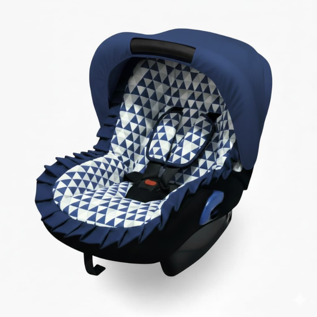 Kit Capa de Bebe Conforto + Protetor de Cinto + Capota Solar com Tecido Estampado 100% Algodão