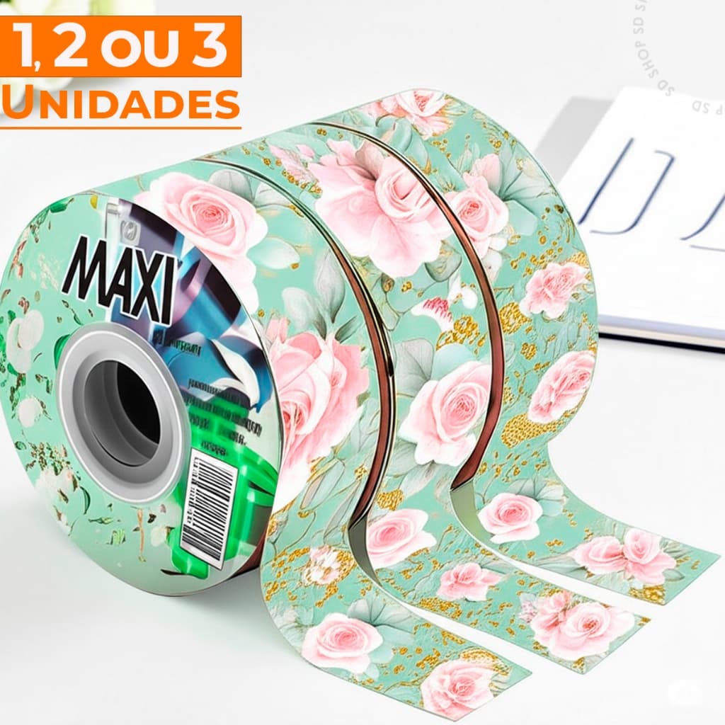 Fita Floral Amor Sem Fim Verde Chá 1 2 ou 3 Un Maxi Albano 32mmX100Metros Laço Presente Embalagem