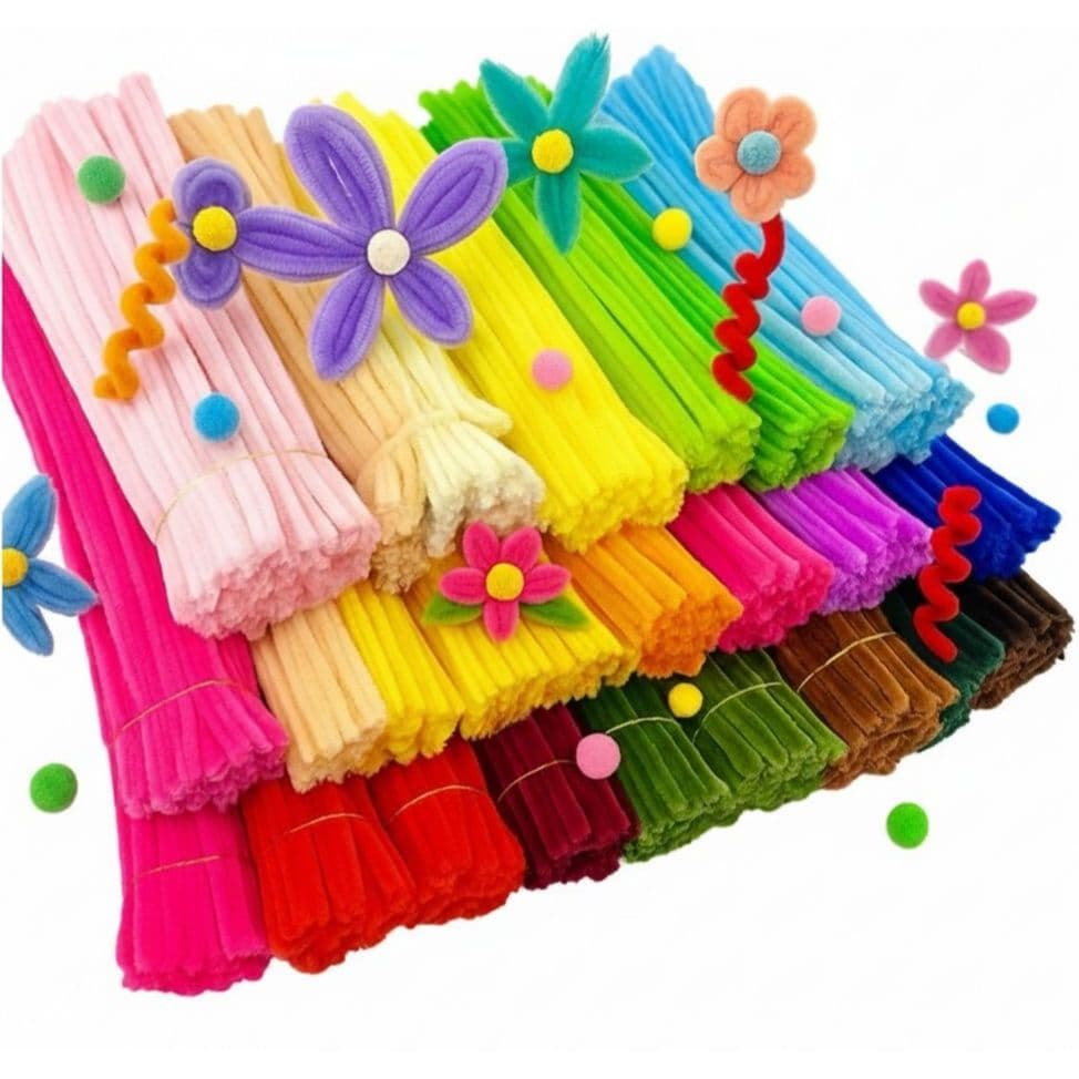 Haste de Chenille /Chenile Kit com 100 Unidades - Limpador de Cachimbo 30cm - Haste de Chenile Colorido 30 cm - Cores