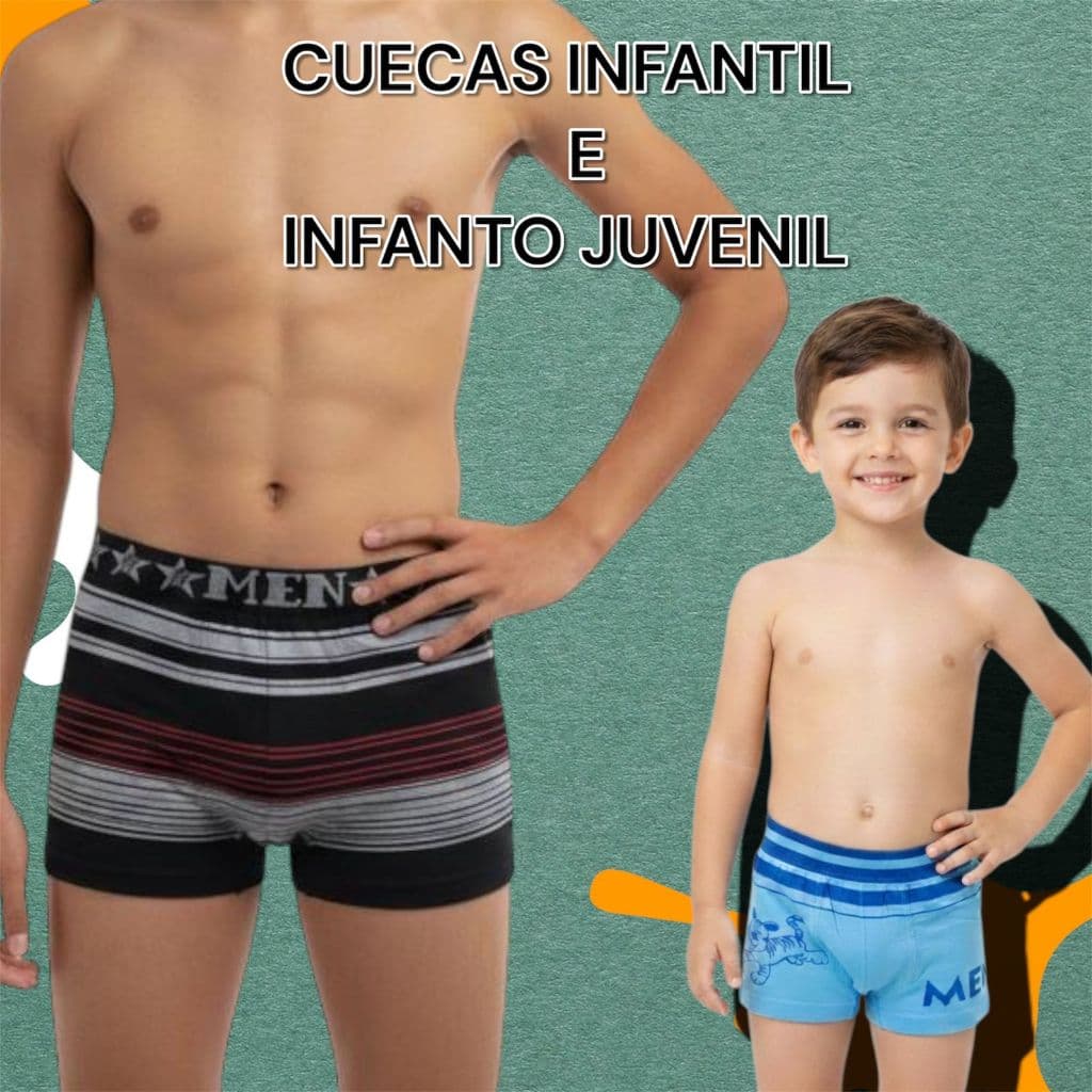 Kit 2/3/5/10/12 Cuecas Infantil Crianças e Adolescentes Infanto Juvenil Cuecas Tipo Boxer Sortidas