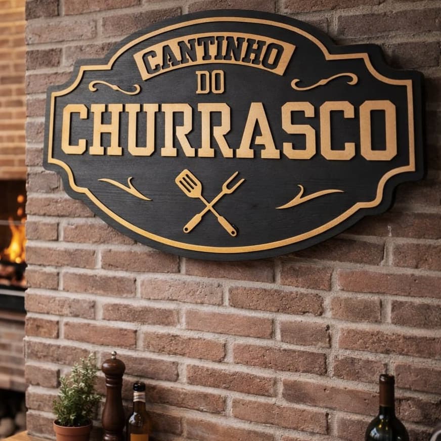 Cantinho Do Churrasco - Placa em MDF 2 camadas. Ideal para área Gourmet