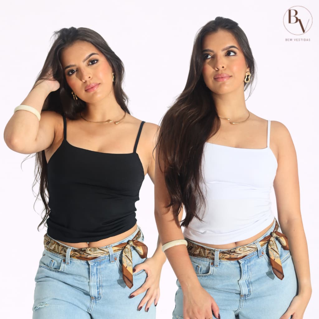 Kit 2 Cropped Feminino Regata Alcinha Básico Verão Suplex