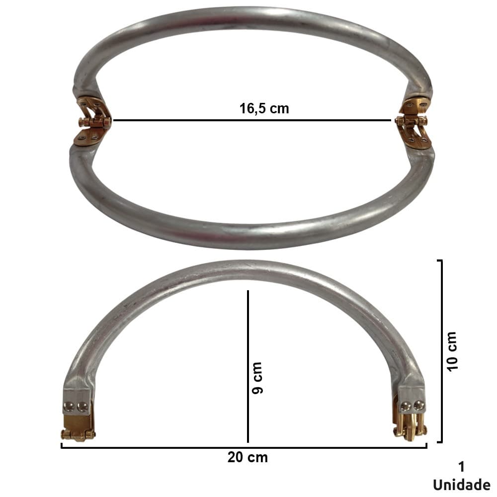 Fecho tubular ou boca de lobo oval de 20x9cm para bolsa de crochê e tricô dvp89-0290-45