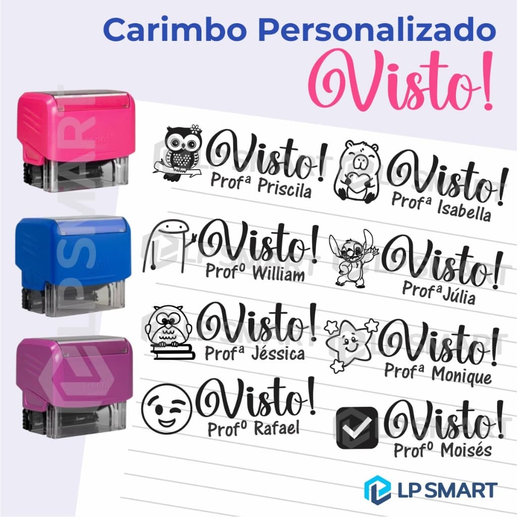 Carimbo Personalizado Automático Visto Pedagógico Professor Incentivo Material Escola Trodat