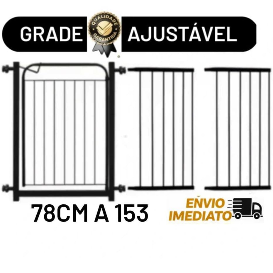 Grade Portão Pet Cachorro ( 78cm A 153cm ) Proteção Portão Segurança Crianças Grade Com Alongador