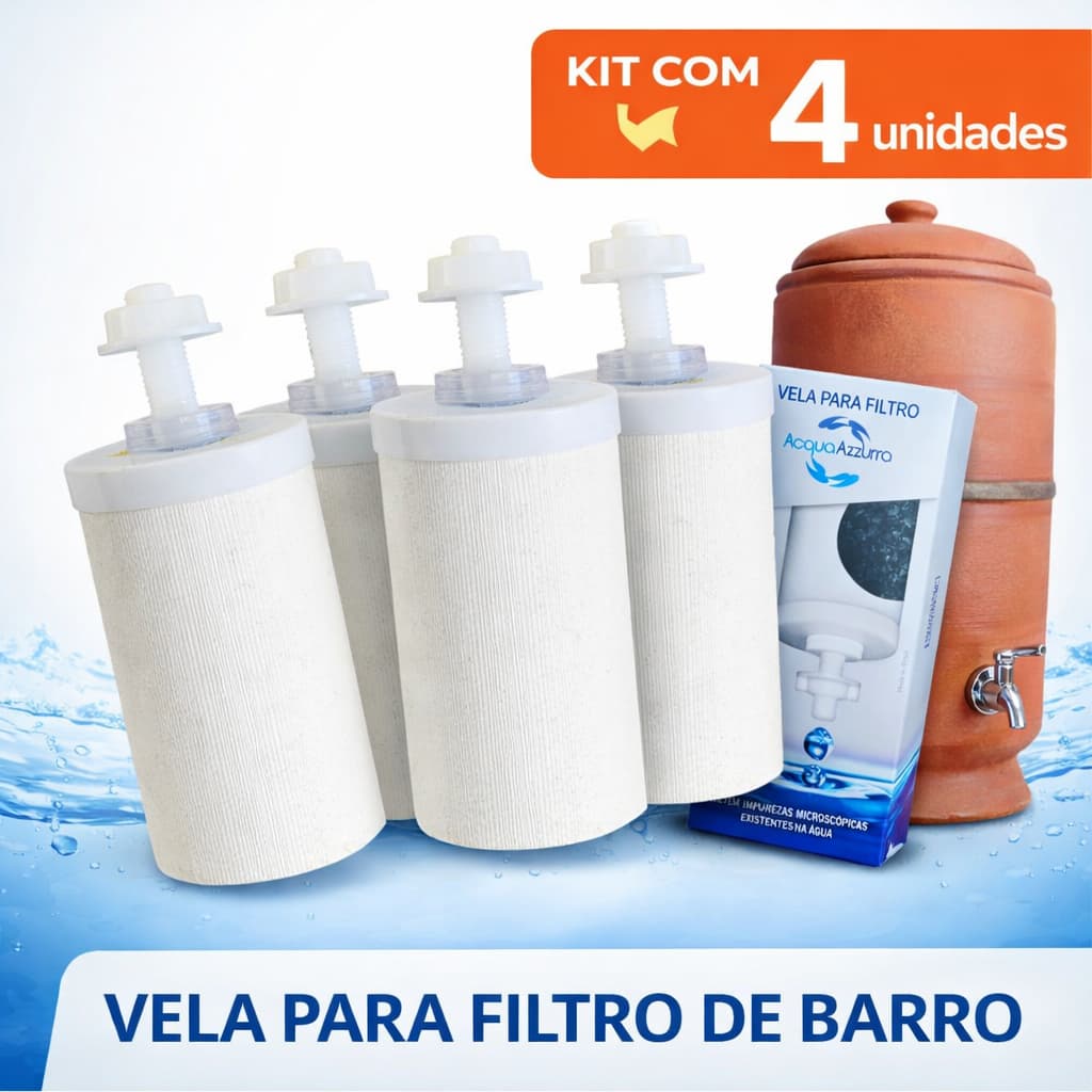 Kit 4 Vela Para Filtro De Barro Carvão Elimina Todas as Impurezas