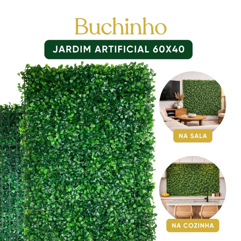 1 Placa Jardim Artificial Vertical Buchinho 60x40 | Parede Verde Realista