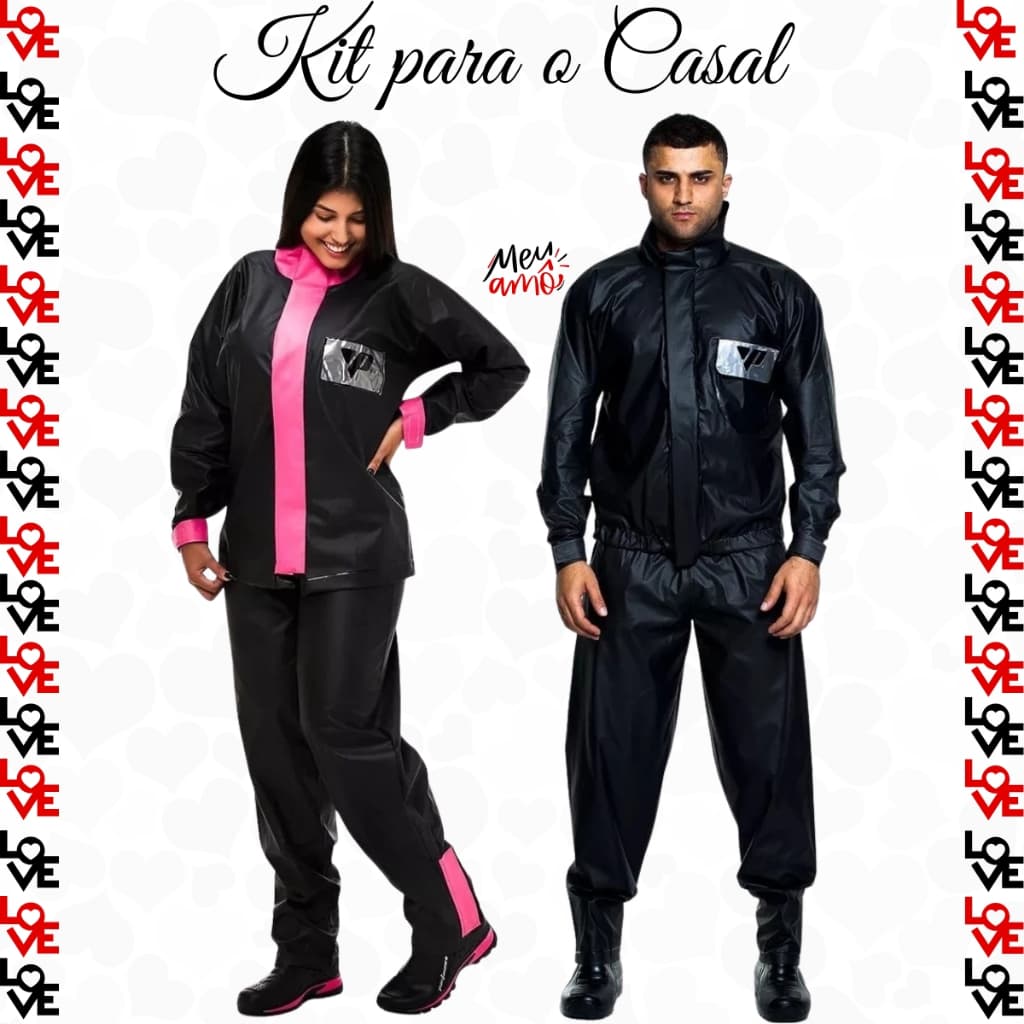 Kit casal Capa De Chuva impermeavel masculino e feminina Pantaneiro Roupa Motociclista