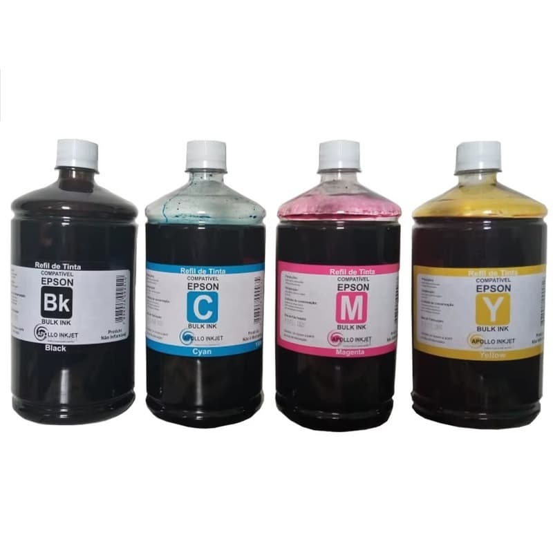 Kit Refil 4 Tinta Compatível Epson Ecotank L3250 APOLLO 1l