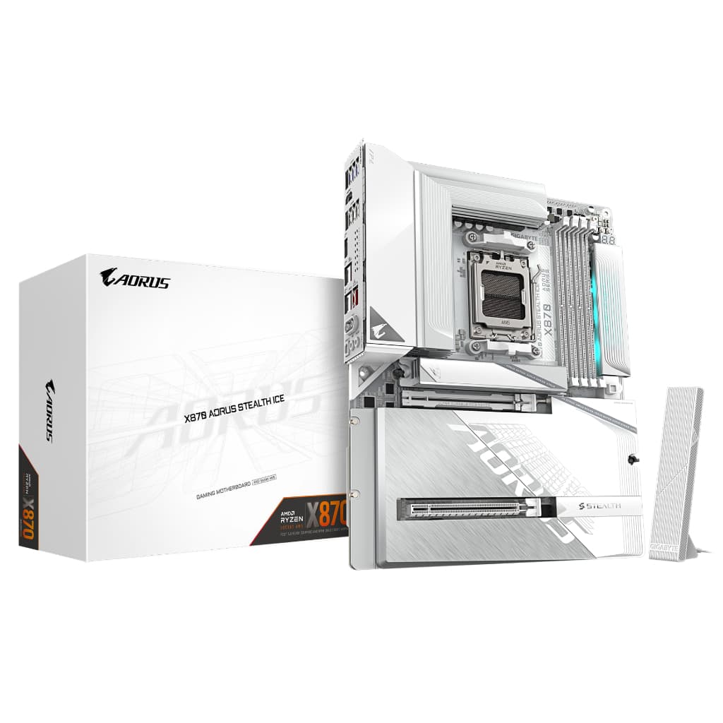 PLACA MÃE GIGABYTE X870 AORUS STEALTH ICE AM5/DDR5 BRANCA GELO