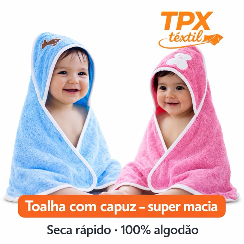 Kit 2 Toalhas de Banho Infantil com Capuz Felpuda, Macia e Absorvente para Bebê e Criança