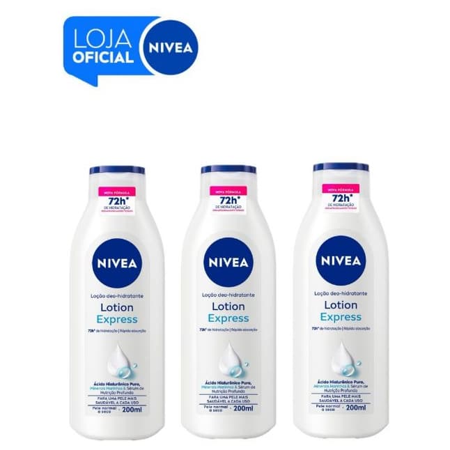 KIT NIVEA Loção Hidratante Lotion Express 200ml - 3 unidades BBB 26