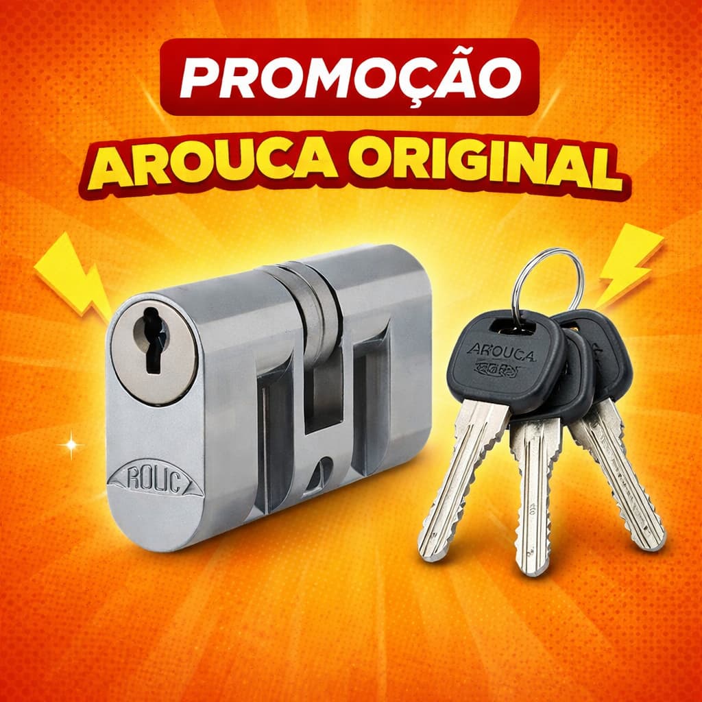 Cilindro Miolo Tambor Fechadura Arouca Monobloco com 3 chaves