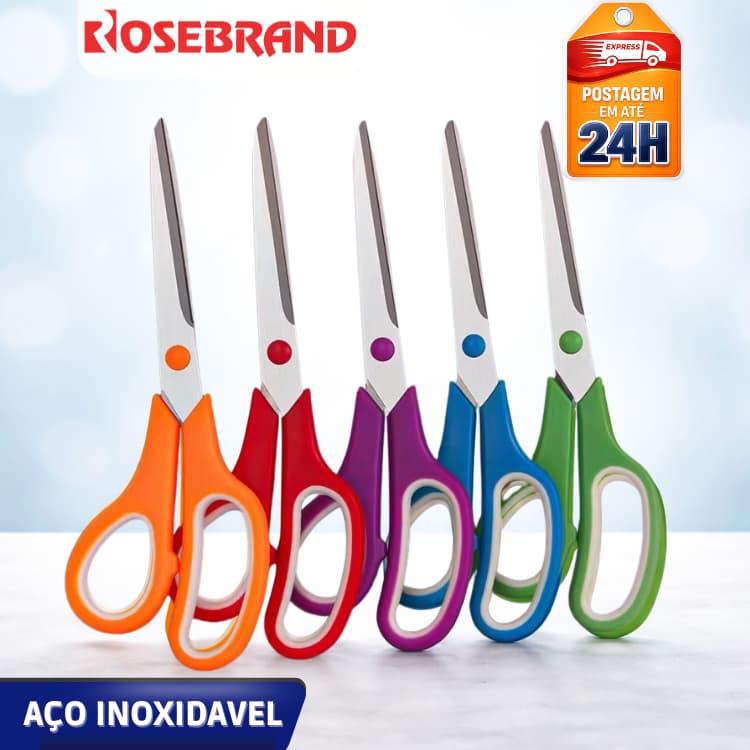 Tesoura Multiuso 7,5” 8,5” 9,5” – Cabo Plástico Reforçado, Corte Preciso, Escolar, Artesanato, Uso Geral