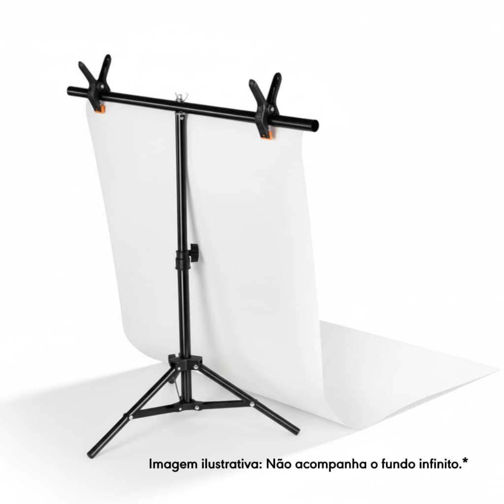 Suporte T para Fundo Infinito de PVC 70x75cm TPFoto Ajustavel com 2 Grampos Clamp