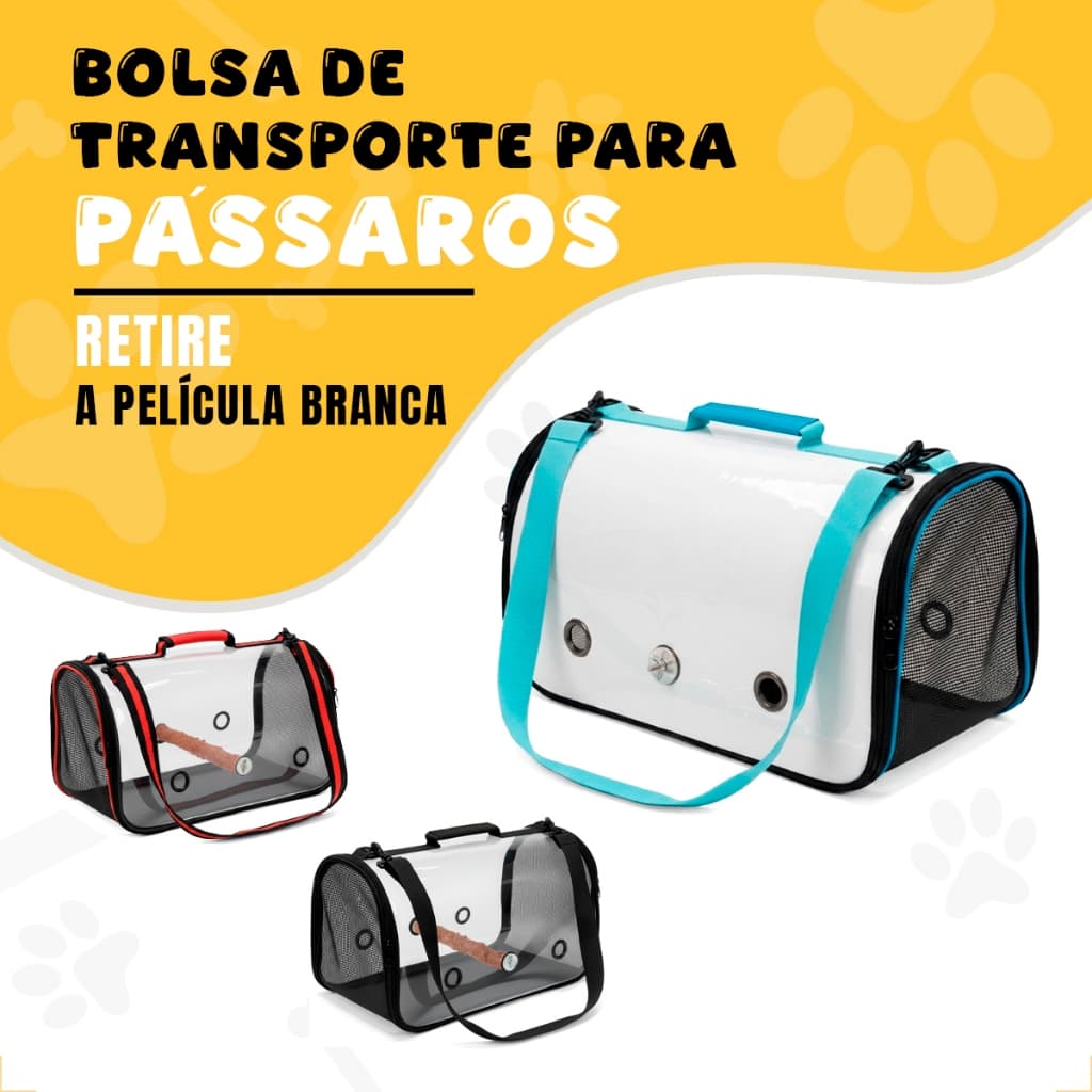 Bolsa Gaiola Caixa Transporte para Pássaros com Poleiro Calopsita Ave Papagaio Piriquito 43 cm