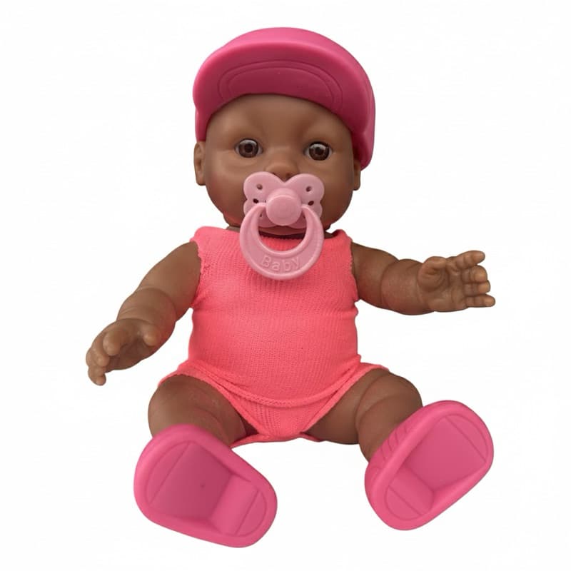 Boneca Bebê Negra Bella Realista com Chupeta e Roupinha Rosa | Boneca Reborn Infantil Barata Educativa Presente Menina