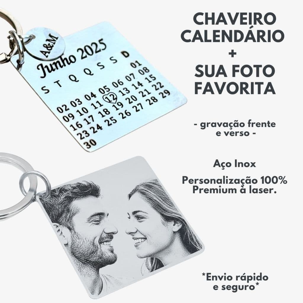 Chaveiro Calendário Personalizado Data Especial Gravado a Laser Inox