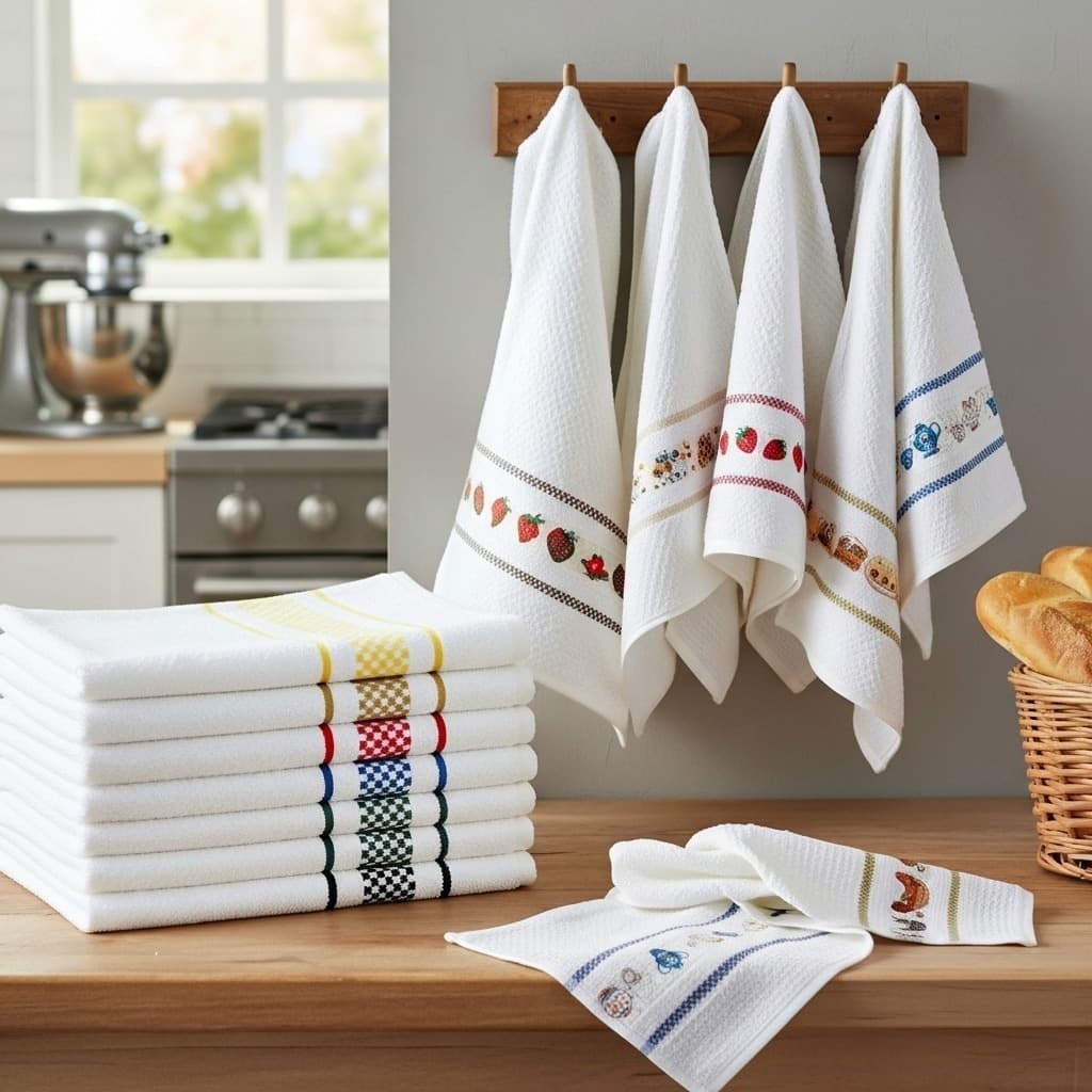 Kit 4 Pano De Copa Jacquard Atoalhado Decorados 45x70cm 100% Algodão Cozinha