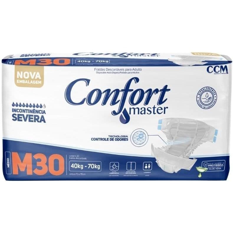 1 Pacote de Fralda Geriátrica Confort Master Econômica M com 30 unidadeS