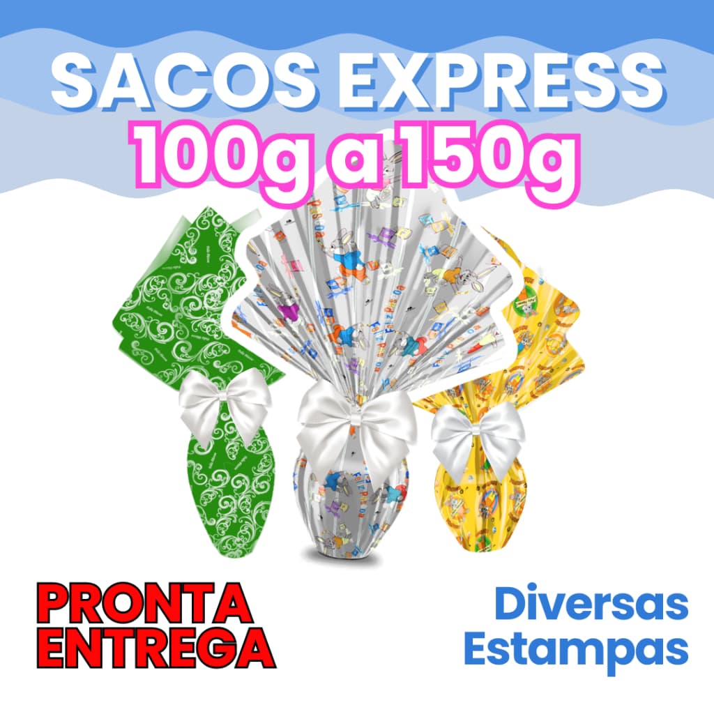 100g 150g 24x24cm Kit Com 25 Sacos Express Envelope Para Ovos De Páscoa