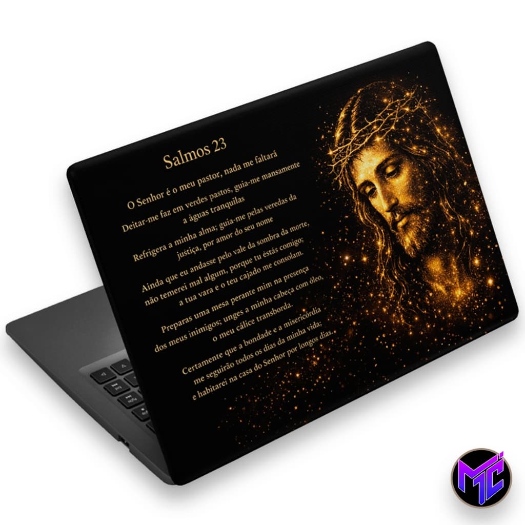 Skin Adesivo para Notebook (parte externa) Jesus, Salmos 23, em Alta Qualidade