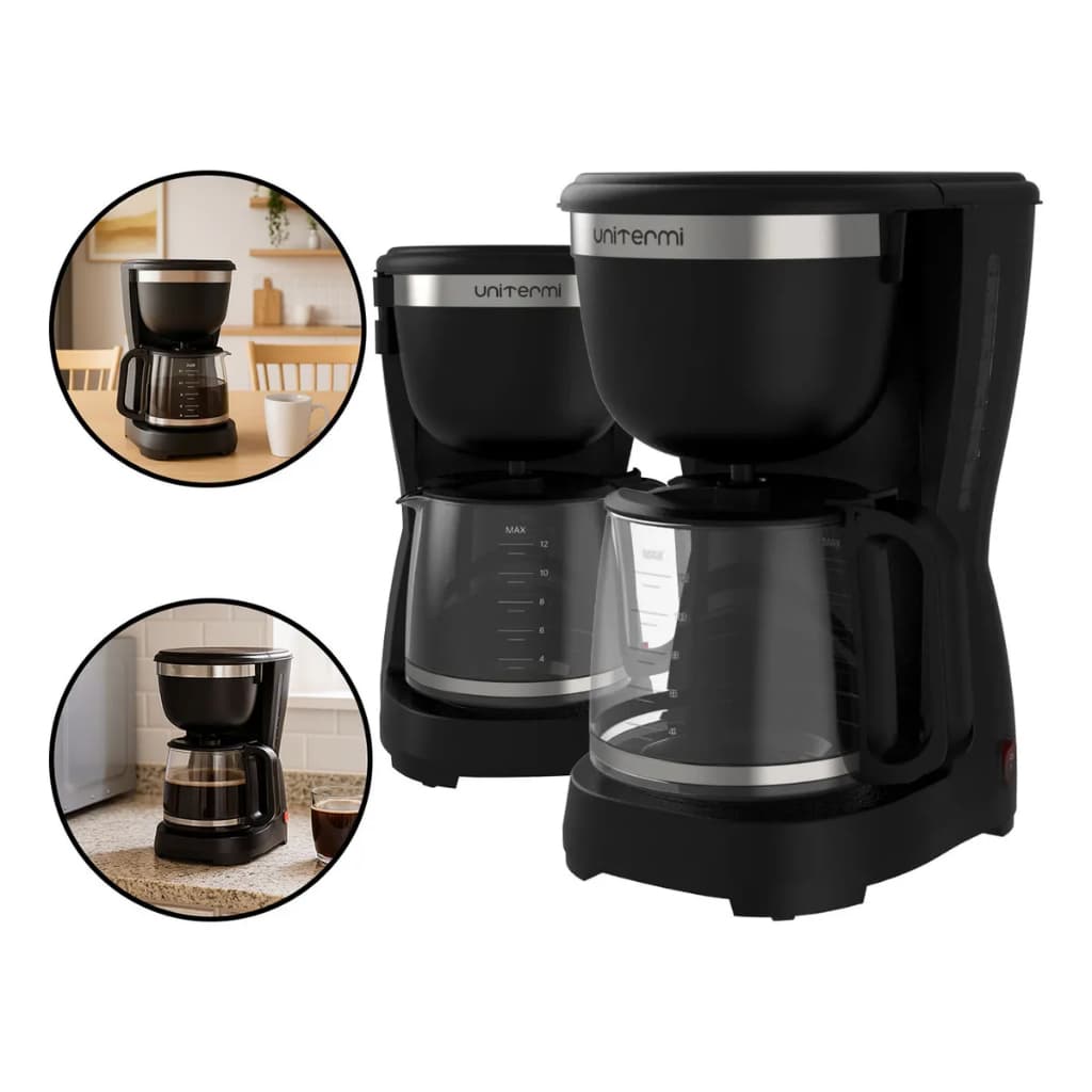 Cafeteira Elétrica 15 Xícaras 110V/220V Jarra de Vidro Antigotejamento Preta Compacta