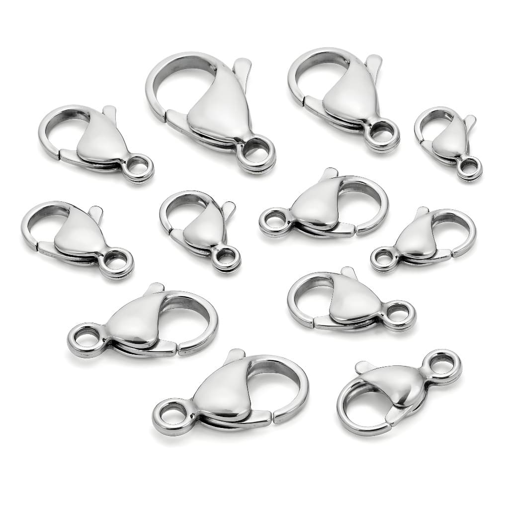 Fecho Lagosta Aço Inox Para Bijuterias e Artesanato 50 Peças 9/10/11/12mm