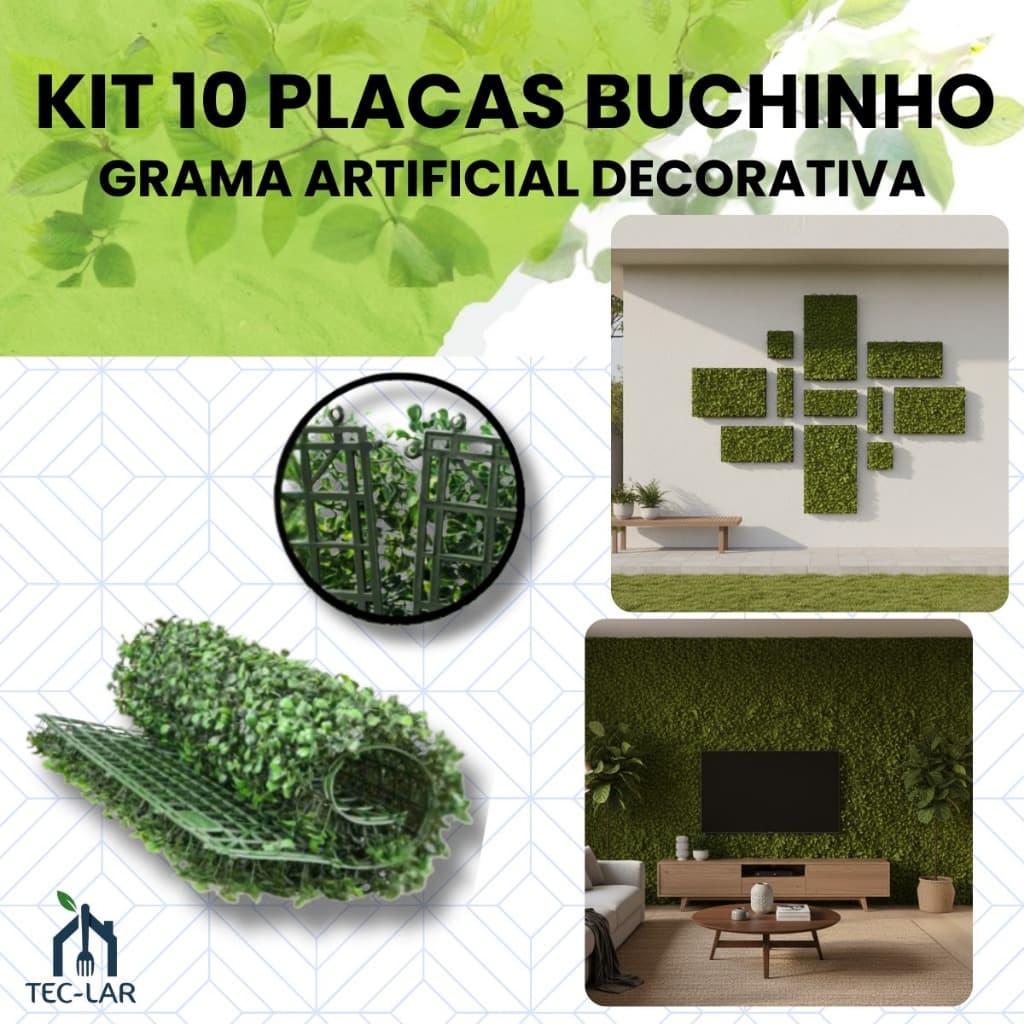 Kit 10 Placas Buchinho Grama Jardim Artificial Cheio 40x60cm Parede Vertical Muro Inglês Decorativa