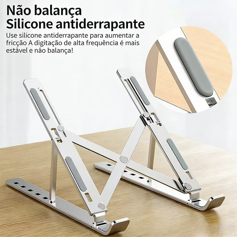 Suporte para laptop de alumínio dobrável, portátil, ajustável, para laptops de 10 a 17 polegadas