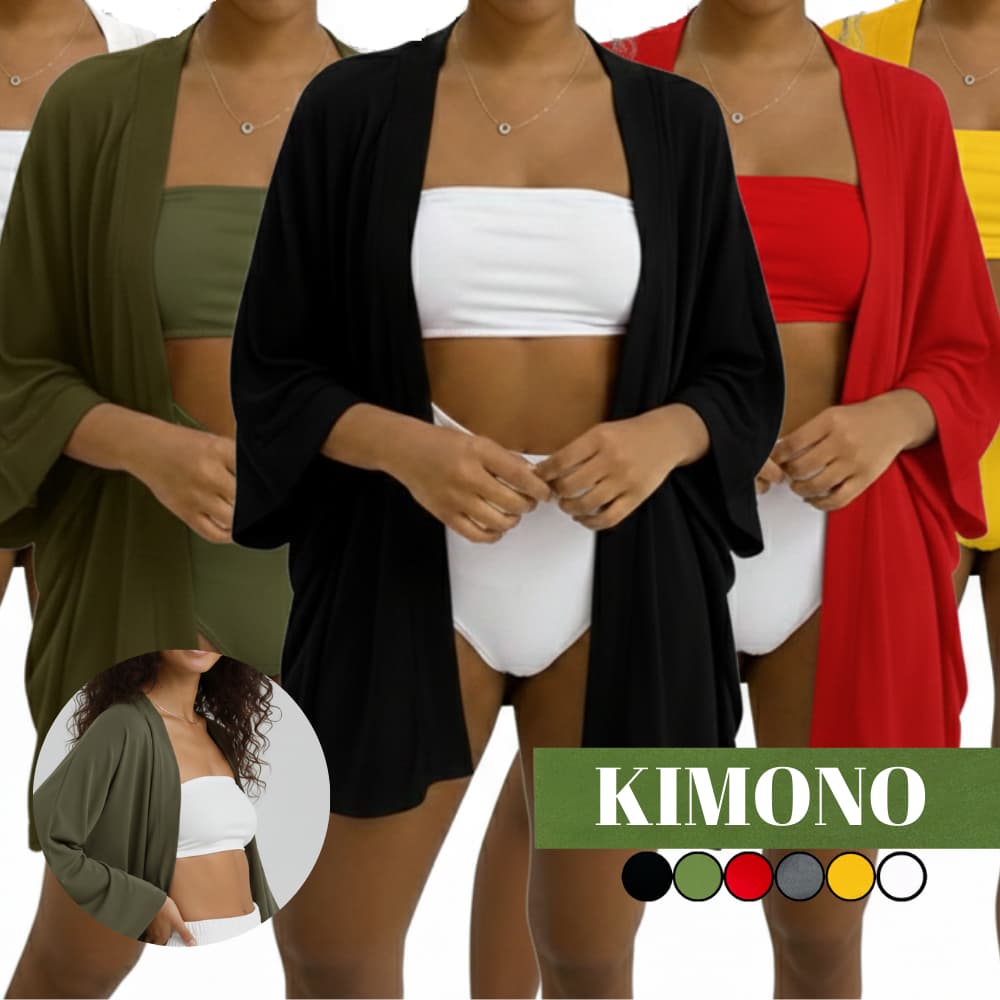 Kimono Feminino Manga 3/4 Viscolycra Leve Casual