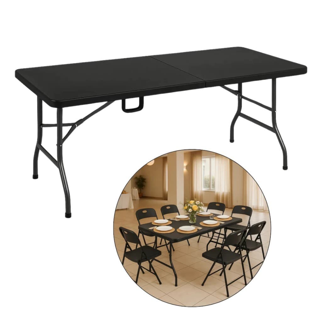 Mesa Dobrável Portátil Reforçada Maleta 1,80m Camping Praia Pesca Parque